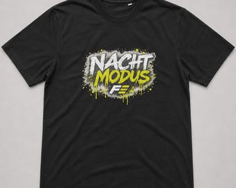 Schwarzes NOX NACHTMODUS Streetwear-T-Shirt aus schwerer Baumwolle