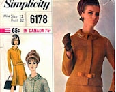 Einfachheit 6178 Designermode Frau Anzug, Jacke, Bleistift Rock Glockenrock Jackie O. Style Schnittmuster Größe 12 Jahrgang 1960
