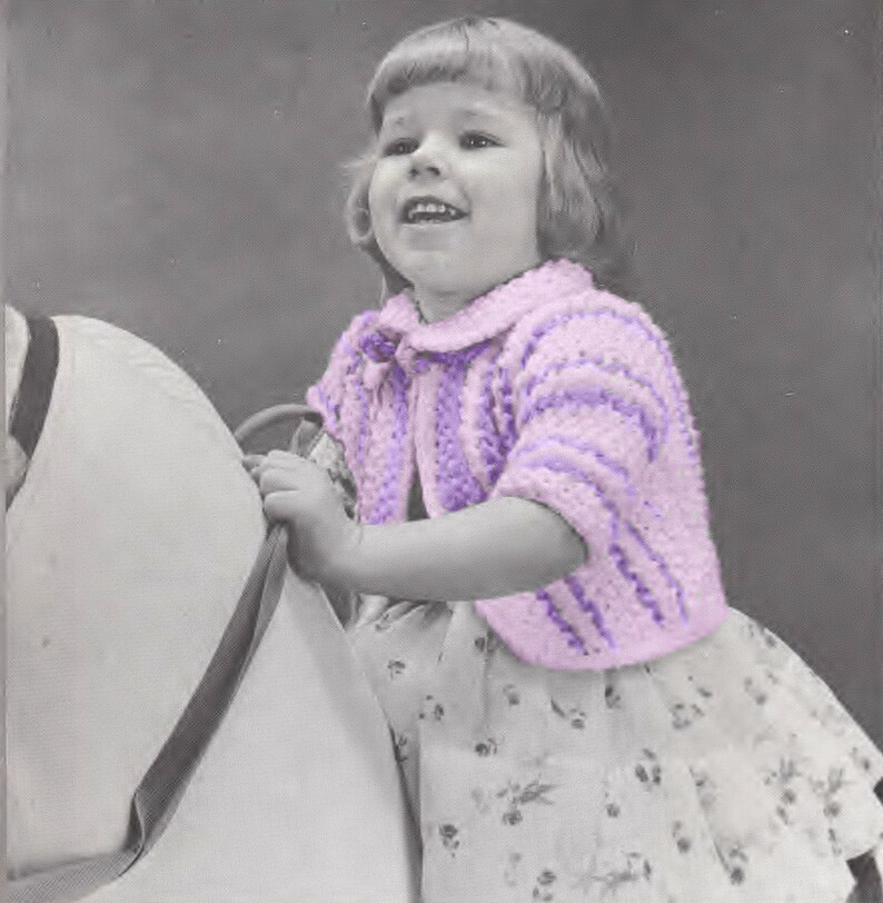 Toddler Striped Bolero Sweater Pattern Knitting Pattern Sz 1 Etsy