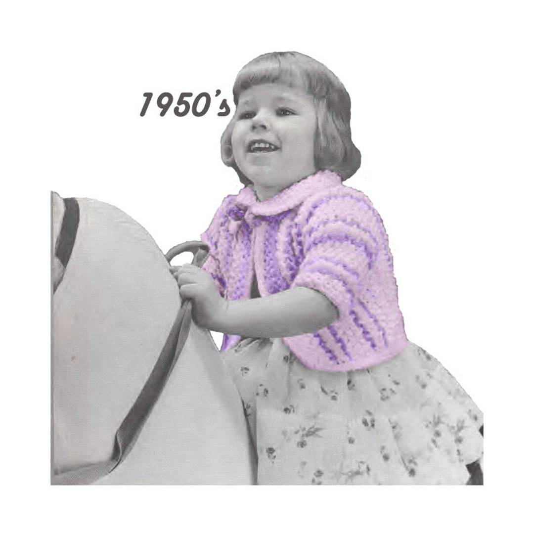 Toddler Striped Bolero Sweater Pattern Knitting Pattern Sz 1 Etsy