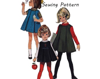 1960s Simplicity 6156 Girl's Inverted Pleat Jumper Bias Collar Blouse Vintage Sewing Pattern Size 6x Bust 25in/53cm