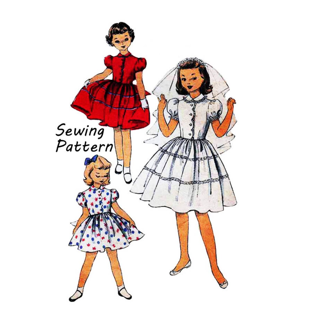 Advance 6403 Tween Girl Onepiece Dress With Full Skirt Peter Etsy