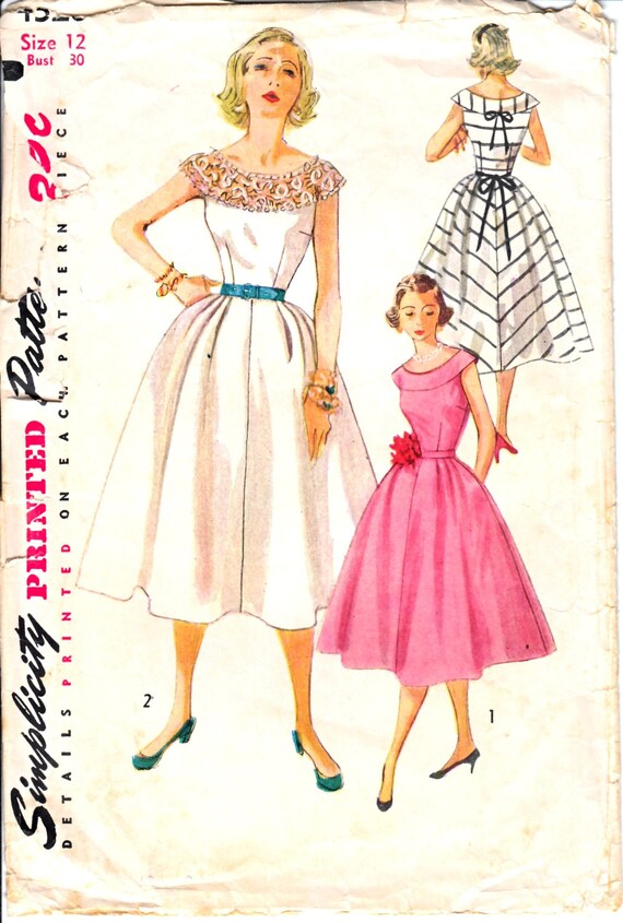 Simplicity 4328 Woman S Tea Length Swing Dress Or Rockabilly Dress With Shoulder Yoke Sewing Pattern Size 12 Vintage 1950 S