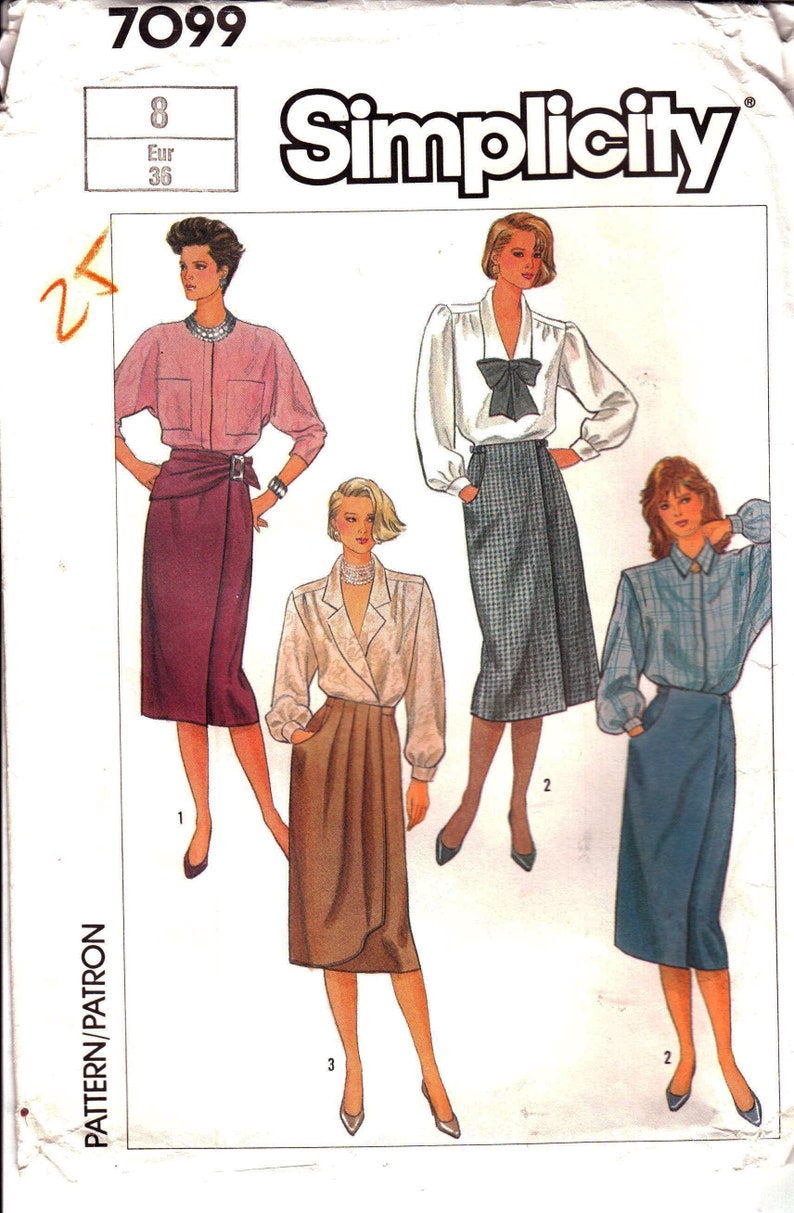 Simplicity 7099 Woman S Front Wrap Skirts Draped Belt Etsy
