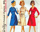 Simplicity 5655 Woman's Jackie O' Style Fitted Bodice Dress with A-Line Skirt in Half-Size 20 1/2 Vintage 1960's Sewing Pattern
