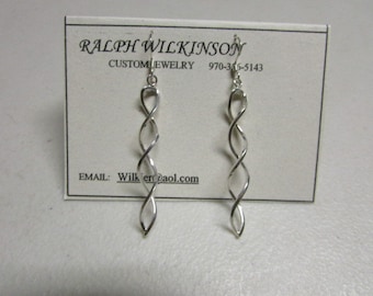 Pendientes colgantes espirales de plata esterlina