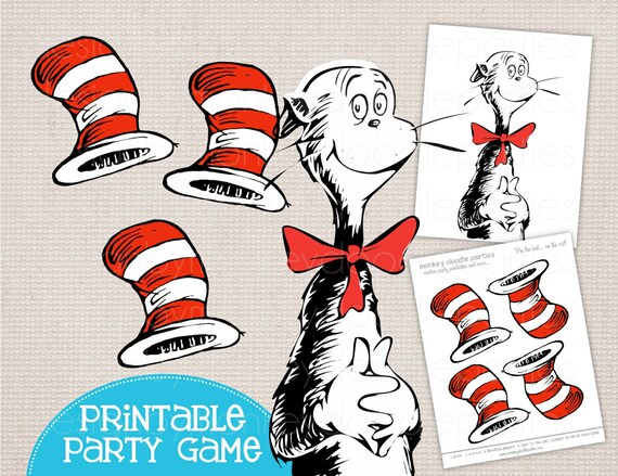 Adorable Pin the Hat on the Cat Dr Seuss Inspired Printable | Etsy