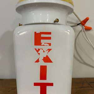 Antique white glass vertical exit sign