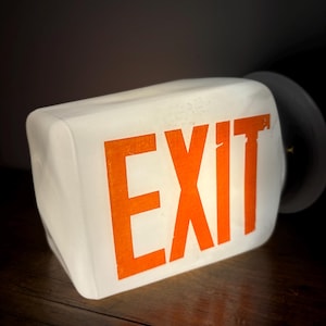 Antique white glass horizontal exit sign