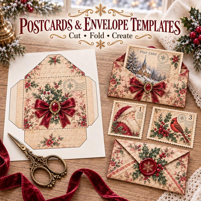 Vintage Christmas Ephemera Printable, Victorian North Pole Junk Journal ...