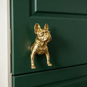 Decorative Brass Knobs, Dog Drawer Pull, Gold Furniture Hardware, Boho Cottage Cabinet Knob for Dresser Cupboard Nightstand