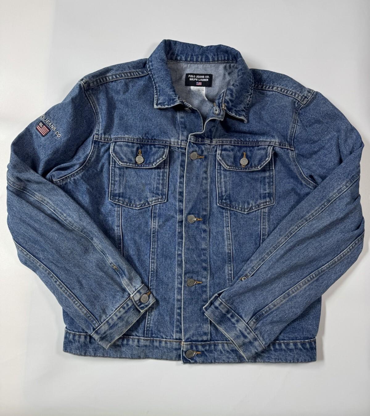 Ralph Lauren 90s Flag Denim Jacket - Etsy