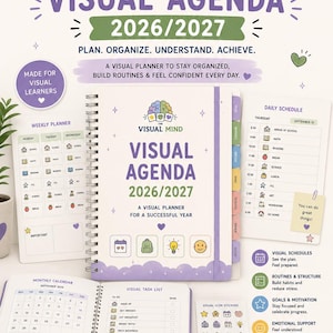 2026-2027 Visual Planner Printable | Neurodivergent Planner | ADHD Organization & Routine Planner | Daily Weekly Monthly PDF / School Agenda