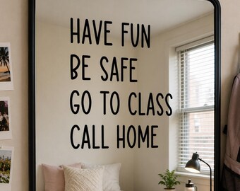 College Dorm Room Mirror Decal | Call Home Vinyl Decal | College Student Gift | Personalized Back to School Label | Apartment Mirror Sticker