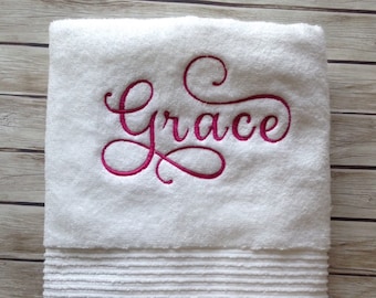 Personalized Bath Towel, Monogram Embroidered Towel, Custom Bathroom Towel, Custom Birthday Gifts for Kids, Teen College Gift, Birthday Gift
