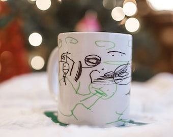 Kids Artwork Display Mug, Christmas Gift for Teacher from Pupil, Custom Image Photo Picture Kid's Drawing Art Painting Create Your Own Gift