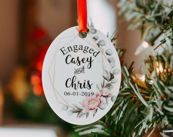 Personalized Engagement Gift - Our First Christmas Engaged - Newlywed Gift - 2019 Christmas Ornament - Mr and Mrs Holiday Gift