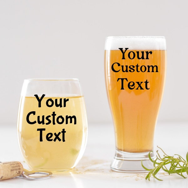 Custom Beer Mug for Him - Personalized Wine Glass for Her - Wedding Anniversary Gift for Parents - Dad Mom Fathers Day and Mothers Day Gift