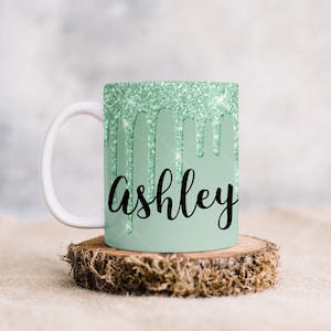 Personalized Glitter Coffee Mug Monogram Purple Mug Personalized Gift For Her Bridesmaid Gifts Pink Mug Custom Mug Customizable Mug