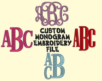 Digital Download Custom Embroidery Monogram Initials in any of these font