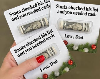 Holiday Cash Holder, Funny Christmas Money Holder,  Xmas Secret Santa Gift Exchange, Unique Teens Christmas Gift from Grandma to Grandkids