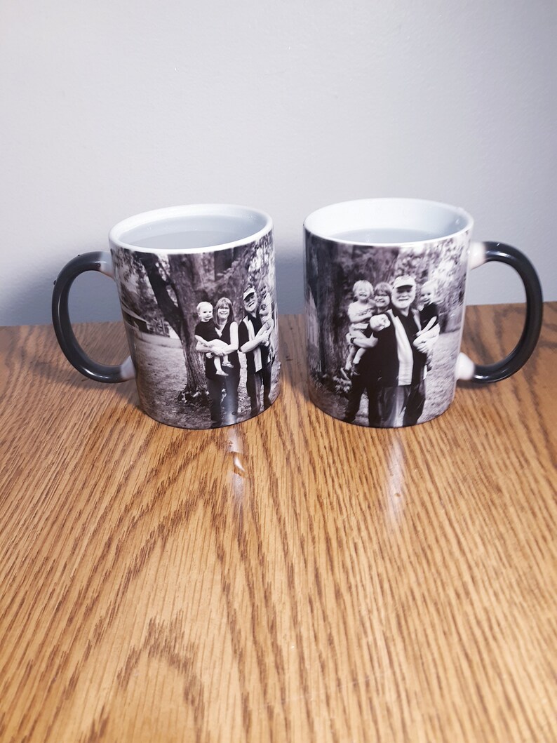 Heat Activated Photo Mug, Color Changing Mug, Magic Mug, Custom Text Personalized Microwave Safe Mug, Surprise Gift, Black and White Mug image 9