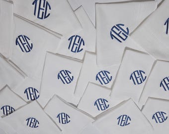 Bulk Custom Men’s Monogram Handkerchief, Embroidered Initials White Hankie, Personalized Accessory Gift for Him