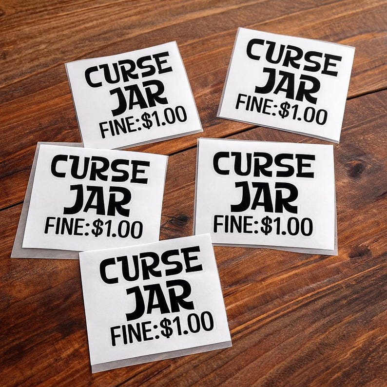Curse Jar Decal – Swear Word Fine Sticker – Funny Vinyl Label for Money ...