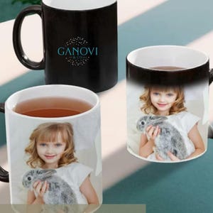 Heat Activated Photo Mug, Color Changing Mug, Magic Mug, Custom Text Personalized Microwave Safe Mug, Surprise Gift, Black and White Mug image 12