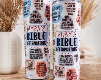 Personalized Christian Teen Girl Gift | Bible Affirmation Tumbler | Graduation Gift for Her | College Send Off Gift | Faith Cup