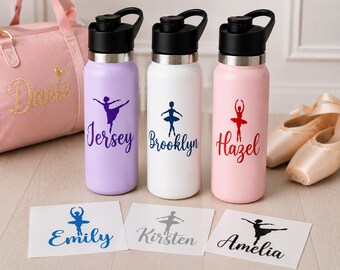 Personalized Ballet Name Decal | Custom Dancer Vinyl Sticker | Dance Recital Gift | Water Bottle Decal | Dance Girl Name Sticker Team Gift