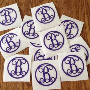 Custom Peel and Stick Ready made Glossy Monogram Vinyl Decal Stickers - Monogram cup, Laptop Decal, Vinyl Name Sticker, Initial Car Decal