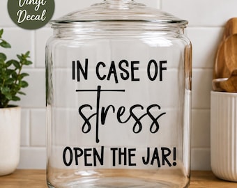 Back to School Gift for Teacher, Funny Treat Jar Vinyl Decal Survival Kit for College Student, In Case of Stress Open the Jar Label Sticker