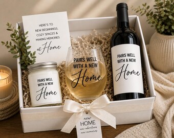 Personalized New Homeowner Gift Set | Custom Pairs Well with Wine Glass Candle & Bottle Label | Funny Housewarming Realtor Closing Present
