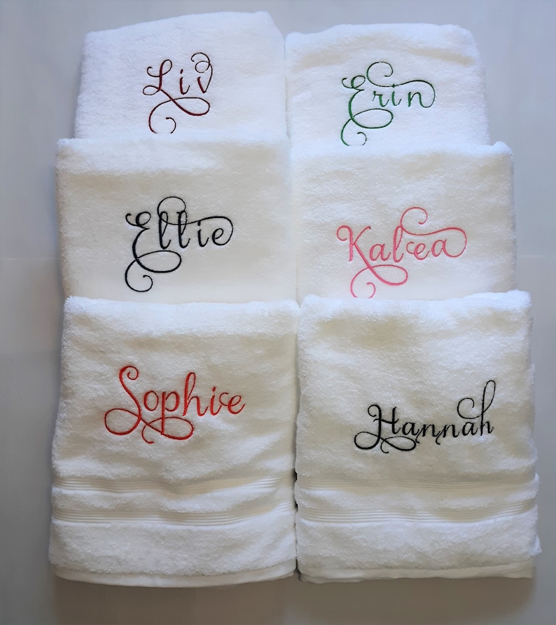 Personalized Bath Towel Monogram Embroidered Towel Custom Etsy