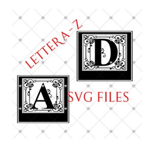 Archivo de descarga digital SVG de letras de monograma, letras A - Z para bloques de vidrio, diseño de descarga digital instantánea