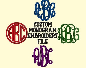 Custom Embroidery Monogram Digital Download in any of these font for 4x4 inches hoop