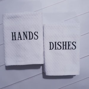 Dishes and Hands Embroidered Towel Set