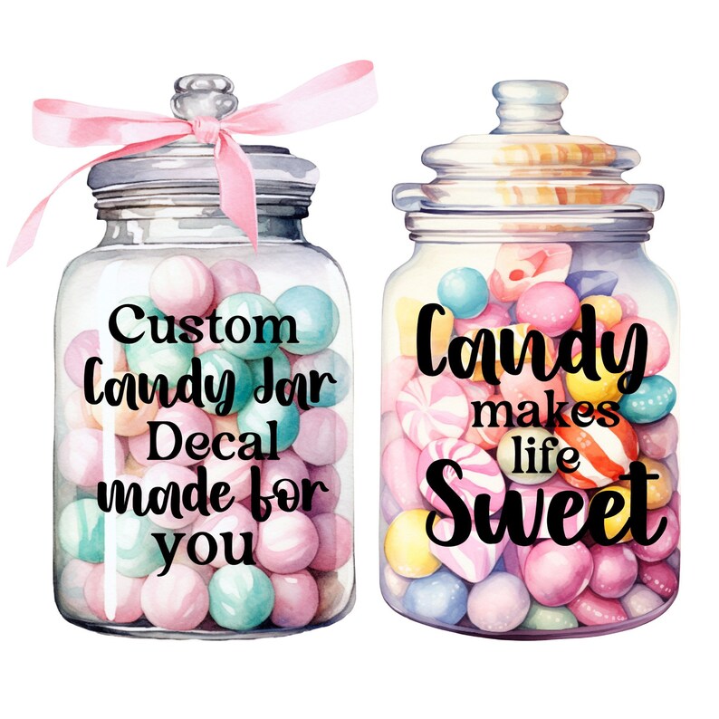 Custom Candy Jar Vinyl Decal: Personalized Treat Jar Sticker image 5