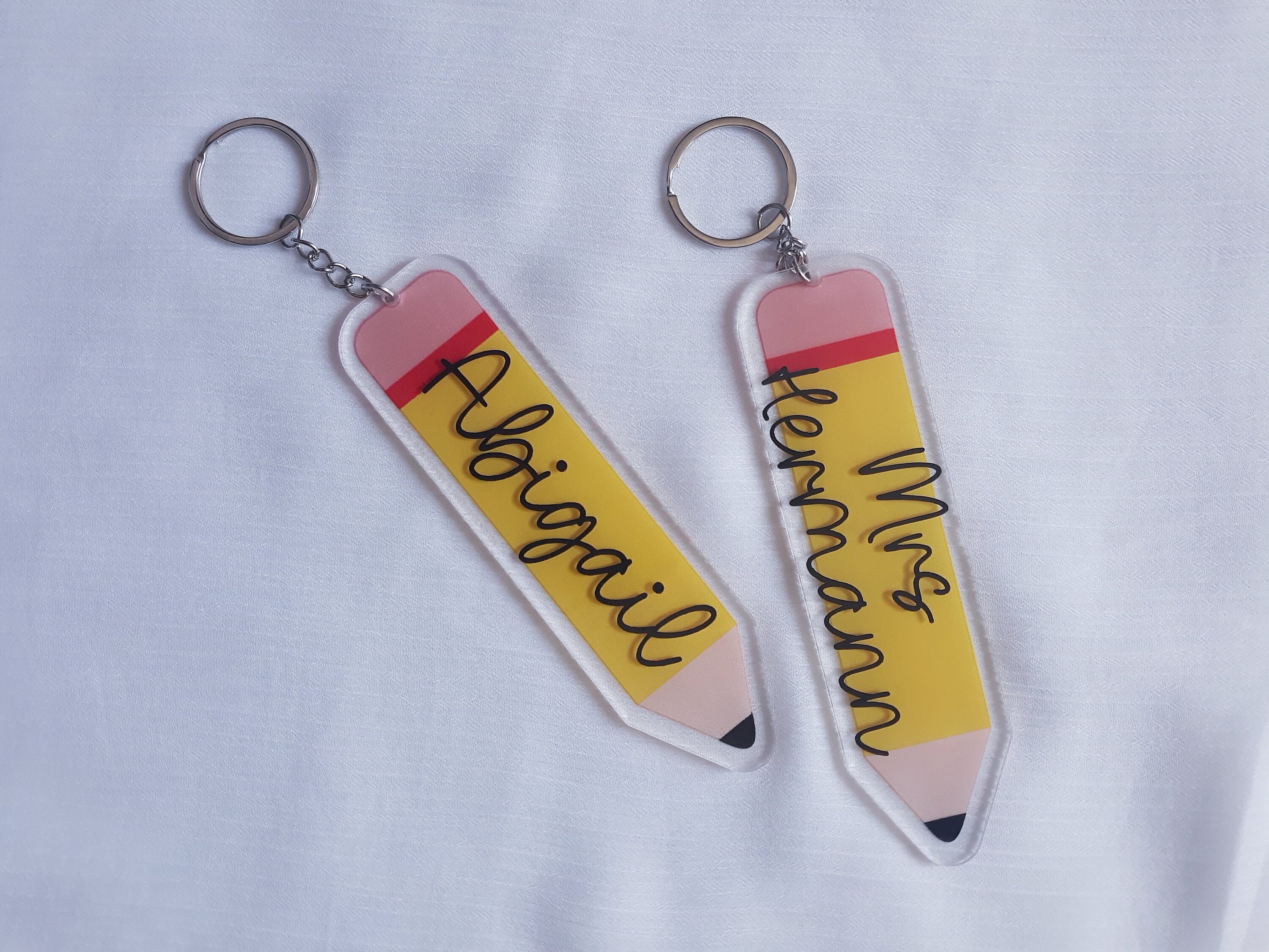 Practicle Keychains Personalized Teacher Pencil Keychain: Custom Acrylic Gift - Etsy