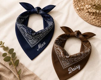 Custom Name Personalized Embroidered Bandana | Western Cowboy Style | Nashville Custom Party Favors | Pet Dog Scarf | Bachelorette Gift