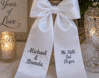 Personalized Anniversary Sash, 25th Wedding Anniversary Gift, Custom Embroidered Present, Anniversary Party Decor, Vow Renewal Decoration
