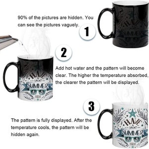 Heat Activated Photo Mug, Color Changing Mug, Magic Mug, Custom Text Personalized Microwave Safe Mug, Surprise Gift, Black and White Mug image 3