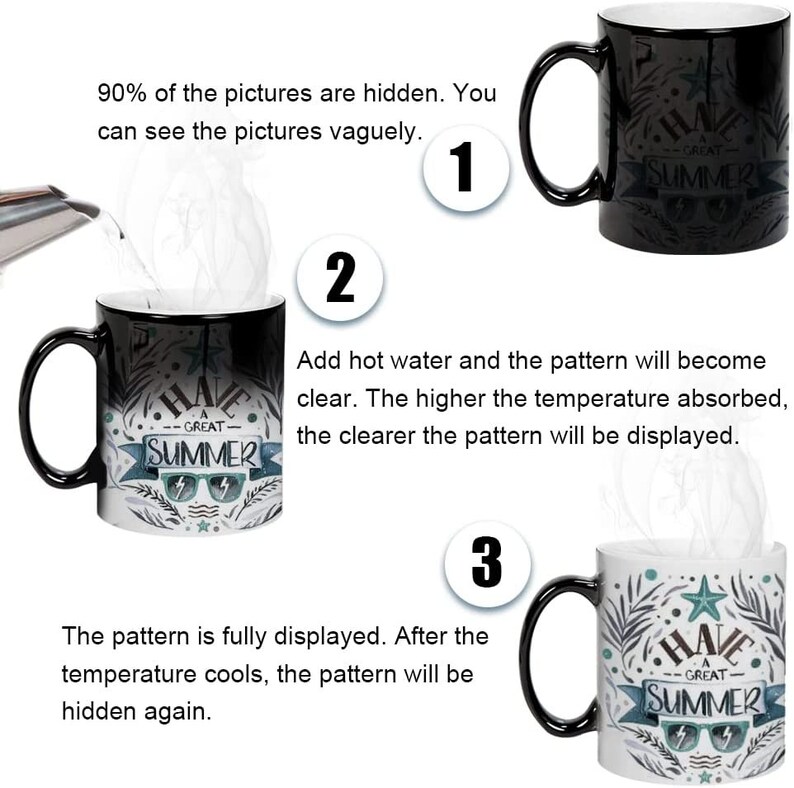 Heat Activated Photo Mug, Color Changing Mug, Magic Mug, Custom Text Personalized Microwave Safe Mug, Surprise Gift, Black and White Mug image 3