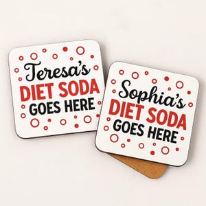 Posavasos personalizado para bebidas, regalo divertido para café, vino o refresco para amigos con nombre imagen 5