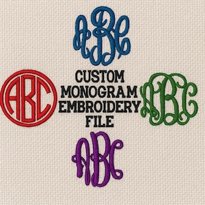 Custom Embroidery Monogram Digital Download in any of these font for 4x4 inches hoop