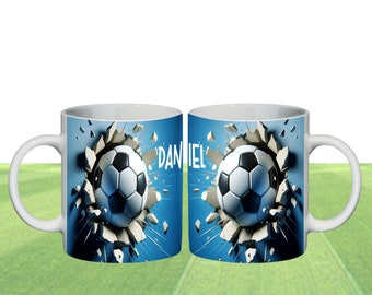 3D Soccer Hole In A Wall Mug, Soccer Coach Gift, Custom Personalized Soccer Player Gift, School Soccer Team Gift with individual name