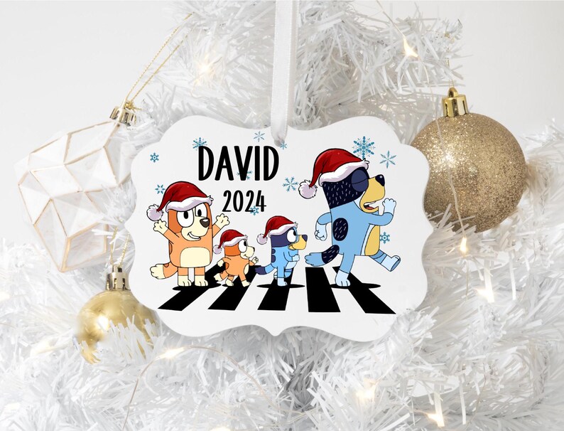 Personalized Bluey Christmas 2024 Ornament, Custom Name Bluey Ornament