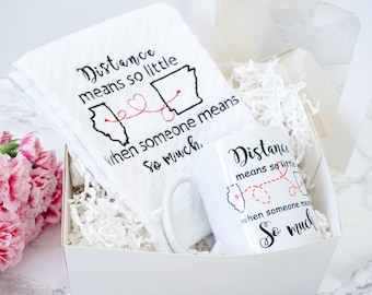 Personalized Long Distance State Mug | Custom Two States Gift | Distance Means So Little Coffee Cup | Long Distance Relationship Present
