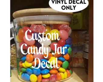 Custom Candy Jar Vinyl Decal: Personalized Treat Jar Sticker